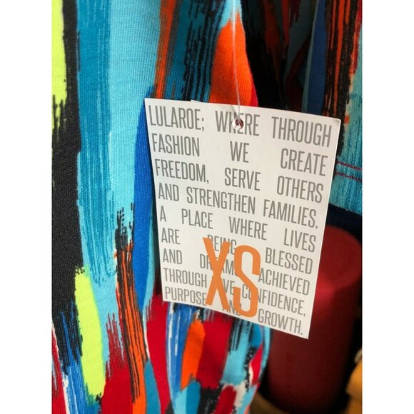 LuLaRoe Irma XS Multicolor Abstract Tunic Top Stretchy Soft Knit High-Low Hem - Picture 4 of 10